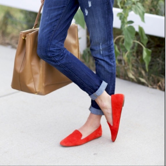 J. Crew Shoes - J. Crew Darby Suede Loafers in Red